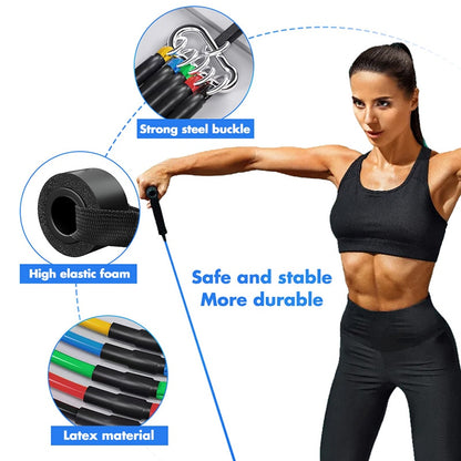 Resistance Elastic Bands Exercise Strength Training Fitness Bands with Door Anchor